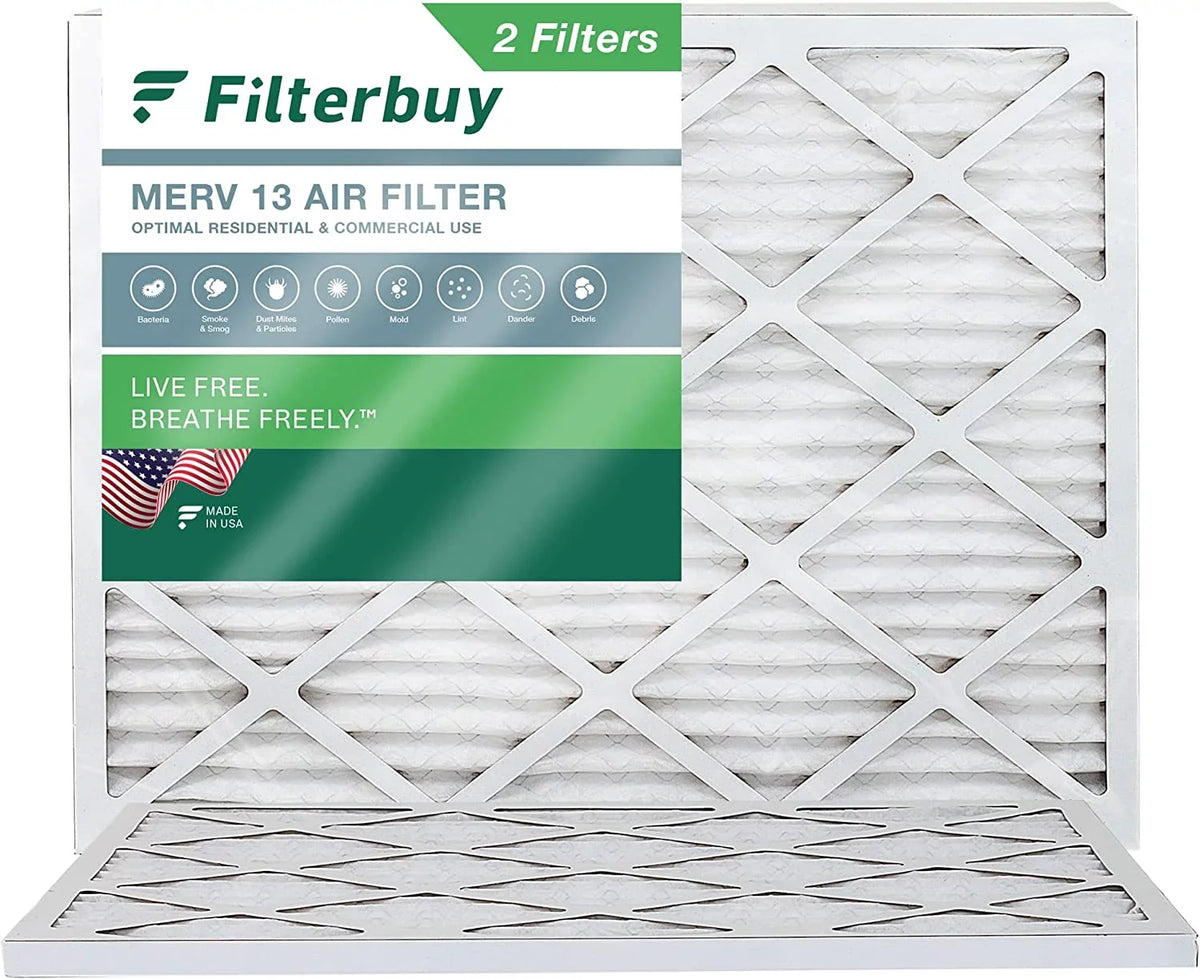 Air Filterbuy Pleated MERV AC 13 HVAC 20x24x1 Furnace (2-Pack) Filters