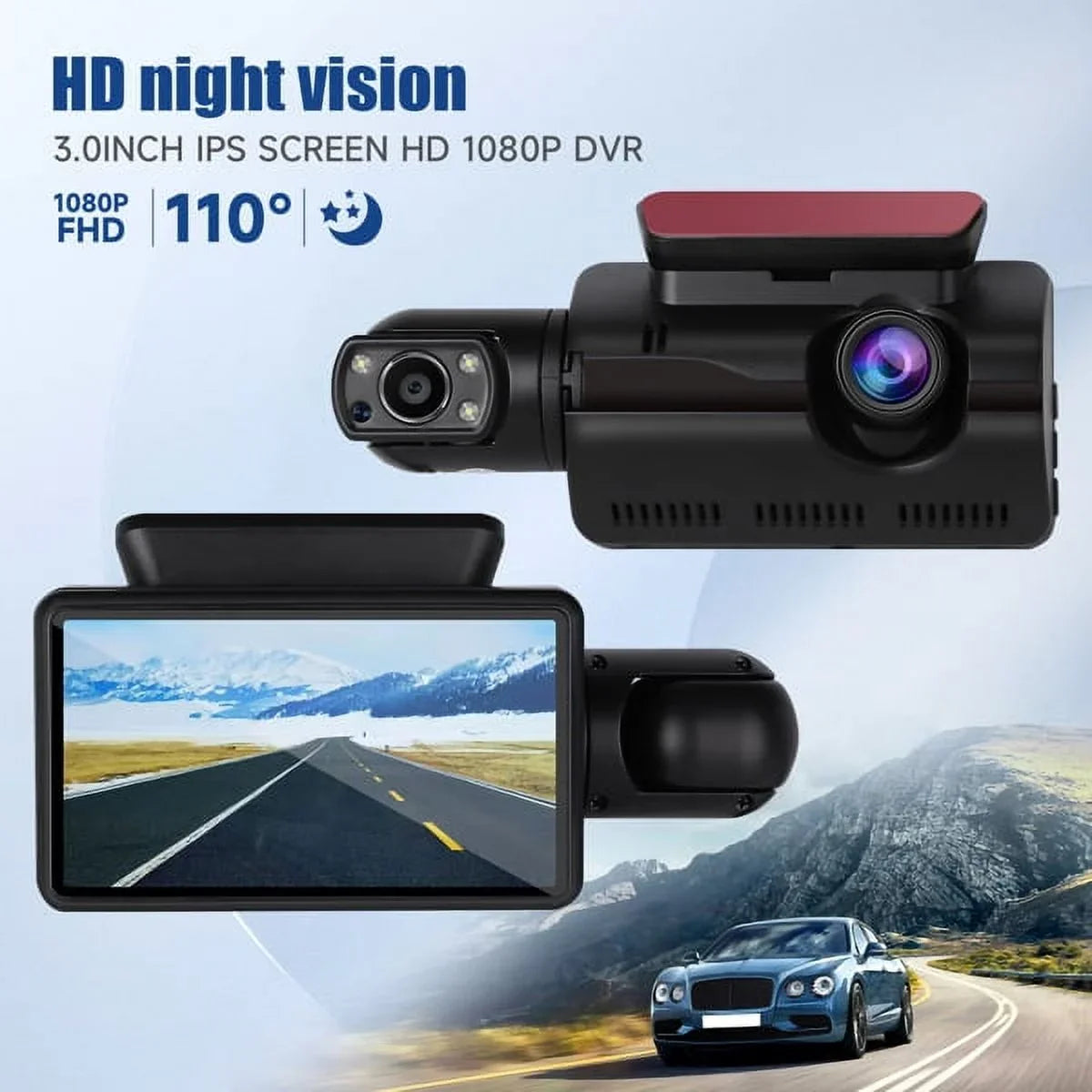 Angle, 1080P and SYTHERS Camera 170° Dash G-Sensor Wide Front Dash Night Cam Loop Rear, Recording, Vision