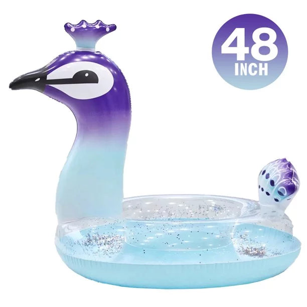 Game | Party Valves Summer Party 48 Kids Raft Swim Peacock Melia Pool Inch Inflatable Designed with for Toys Water Float Glitter Lounge Beach Decorative Fast