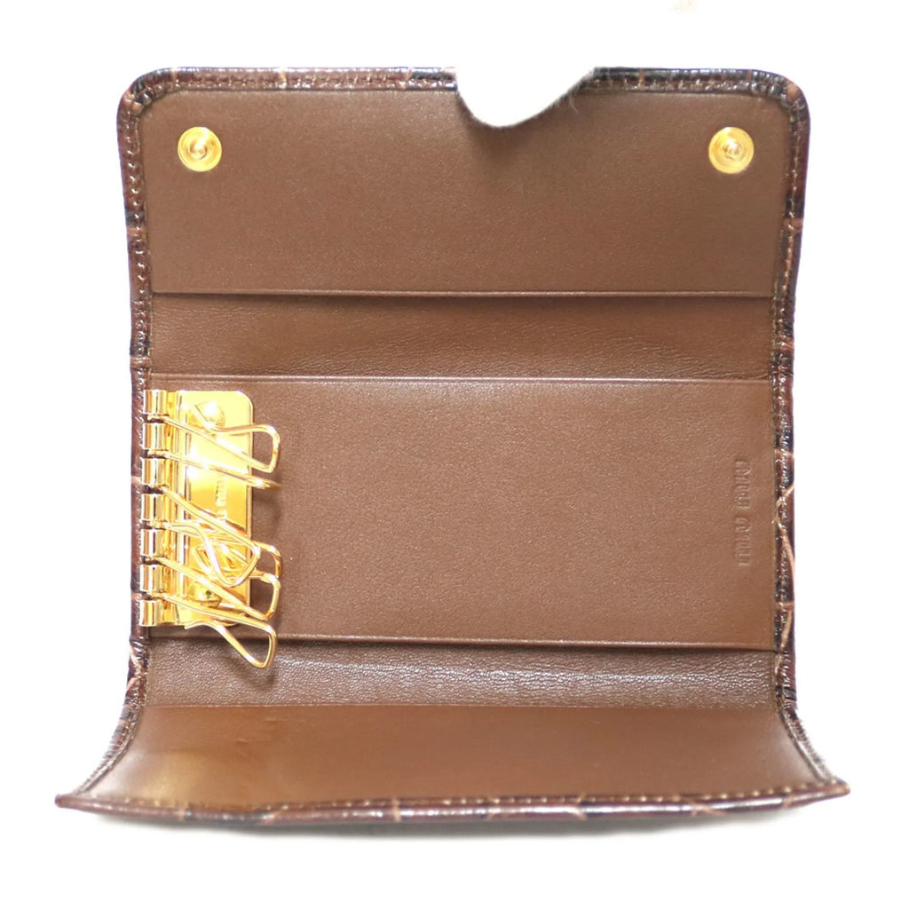 Case Leather Pre-Owned Miu Miu Miu (Fair) Brown Key Women's