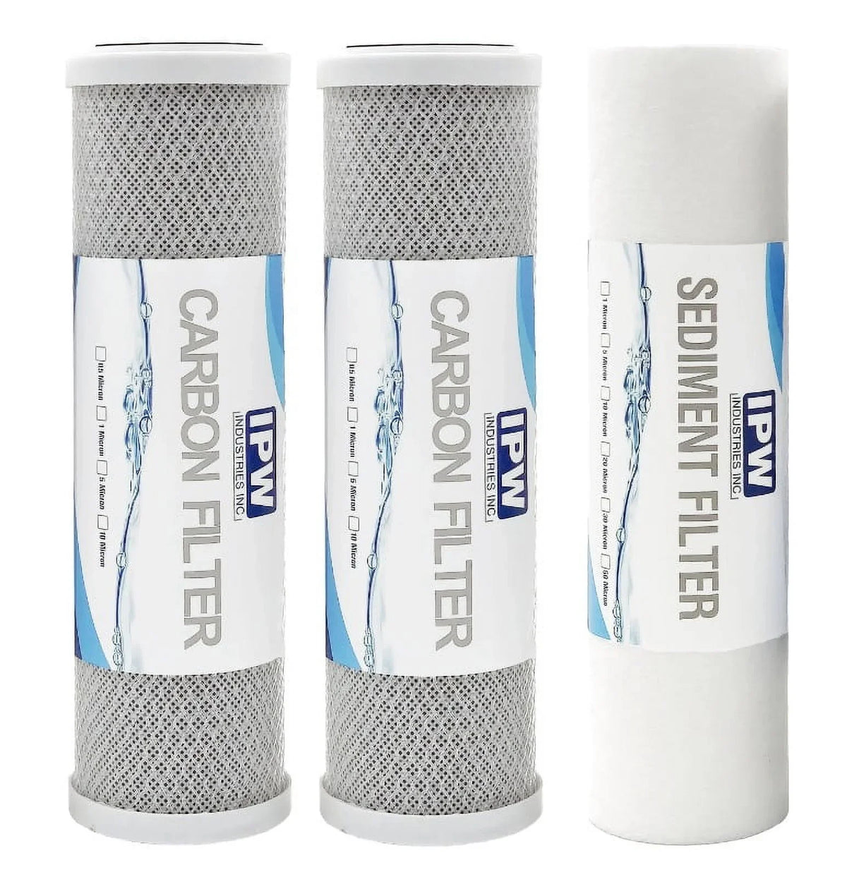 Carbon System Includes Replacement & Polypropylene 3-Pack Block RO Sediment - for Kit Filter Inc. KR15 IPW Pure Industries Krystal Filters Filter