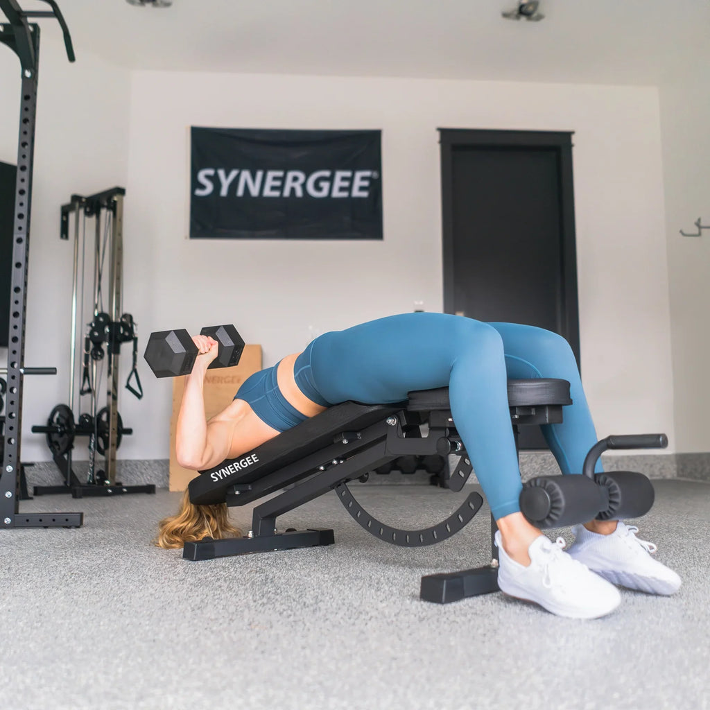 & Exercises Workout Great for Workouts. Bench Dumbbell & Barbell Incline Adjustable Press and Gym. Garage Decline for Synergee Home Commercial, Weight Bench.