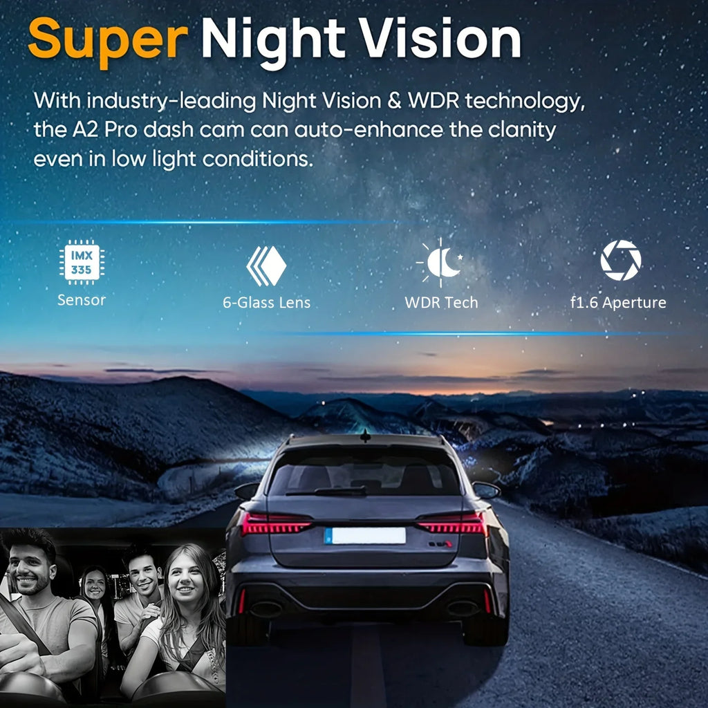 High Camera Loop Front SD Cam Night Inside Car Sensor Card, And Definition 1080P, Dash DVR Angle Dash With Recording 3.16inch Wide 32G G Vision