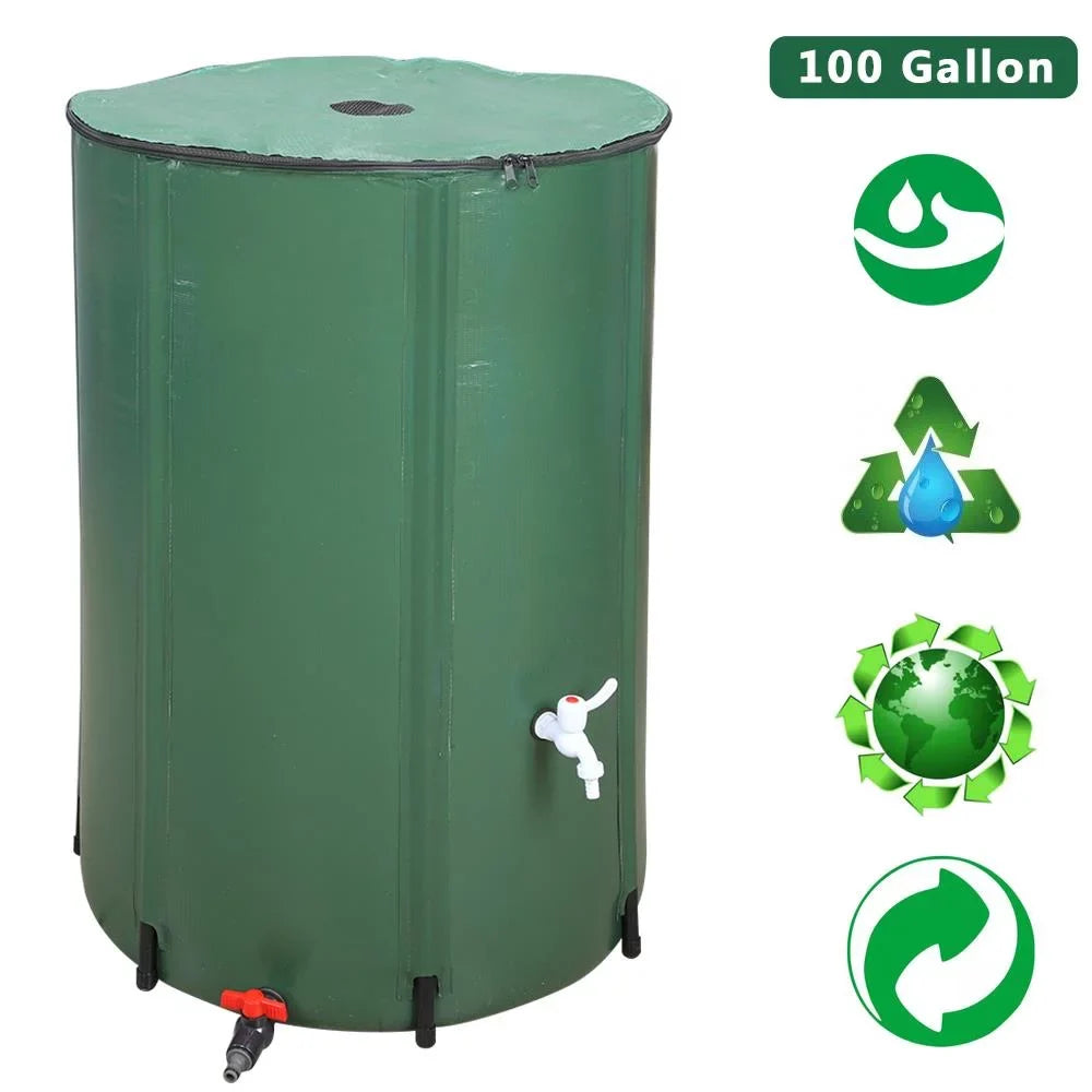 Gallon Downspout Rainwater Barrel, Storage 100 Tank, UBesGoo Rain System Water Collection Portable Collapsible