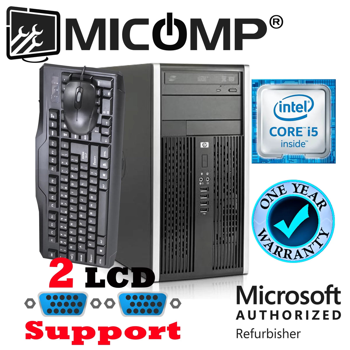 8GB Bit Professional 8100 i5 HP Tower Windows Display Dual 250GB DVD+RW New PC SSD 3.1Ghz WiFi Core Ready Dual 10