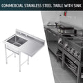 for Steel Backsplash Wilprep Bar Stainless Utility Commercial Drainboard w Kitchen Sink Strainer