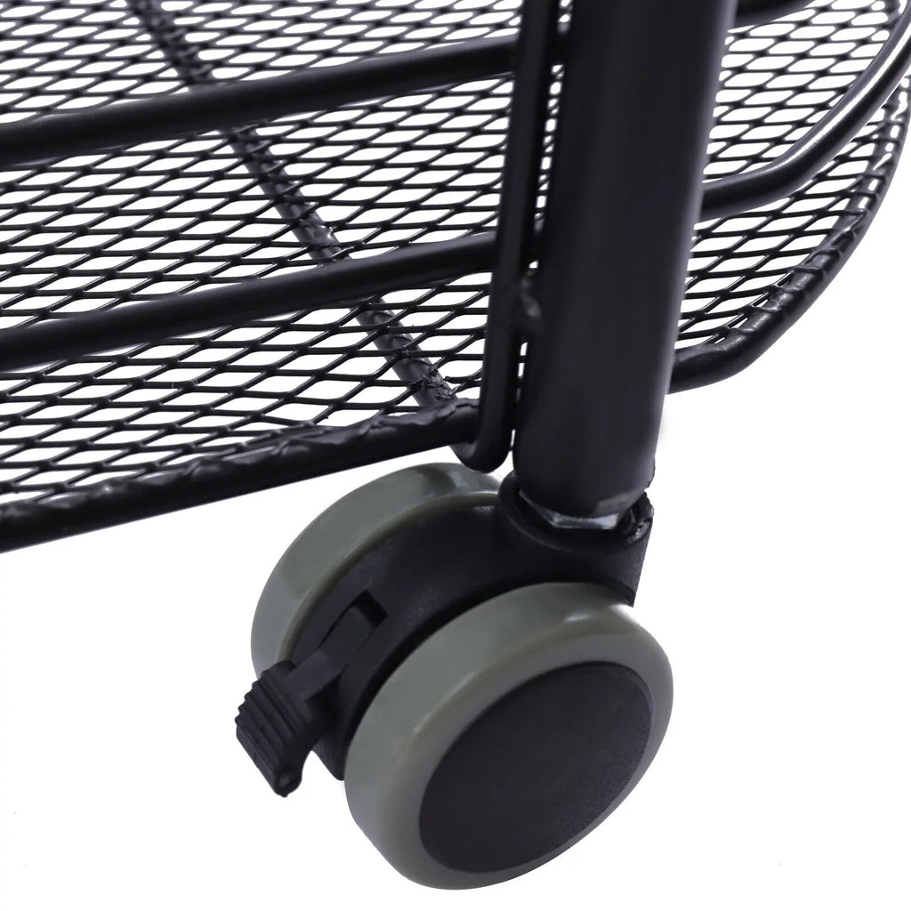 Metal with Storage Utility Trolley Black Carts Cart, Basket Rolling Storage Cart, Tier Kitchen 4 Art Organizer Wheels,