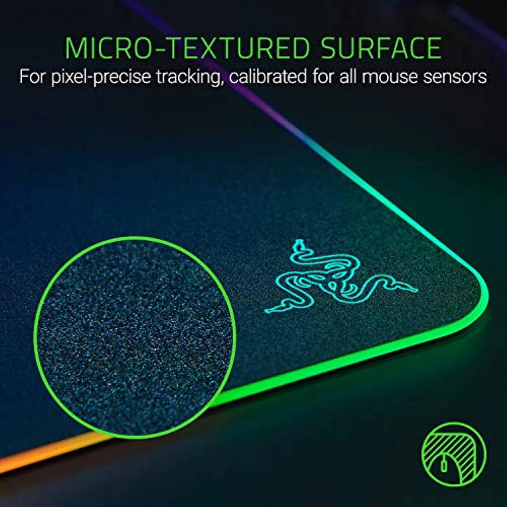 & Rubber Razer Speed, Mouse Pad: Non-Slip Hard RGB Built-in Gaming Control Base V2 Management, Chroma Lighting, Firefly Customizable Cable Balanced