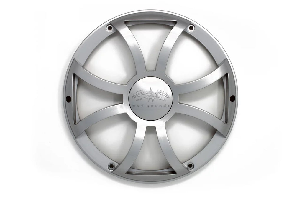 Wet 2 White Grill Grill, Silver Sounds 12" - RGB - & XS Ohm Revo LED Subwoofer, Ring Subwoofer &