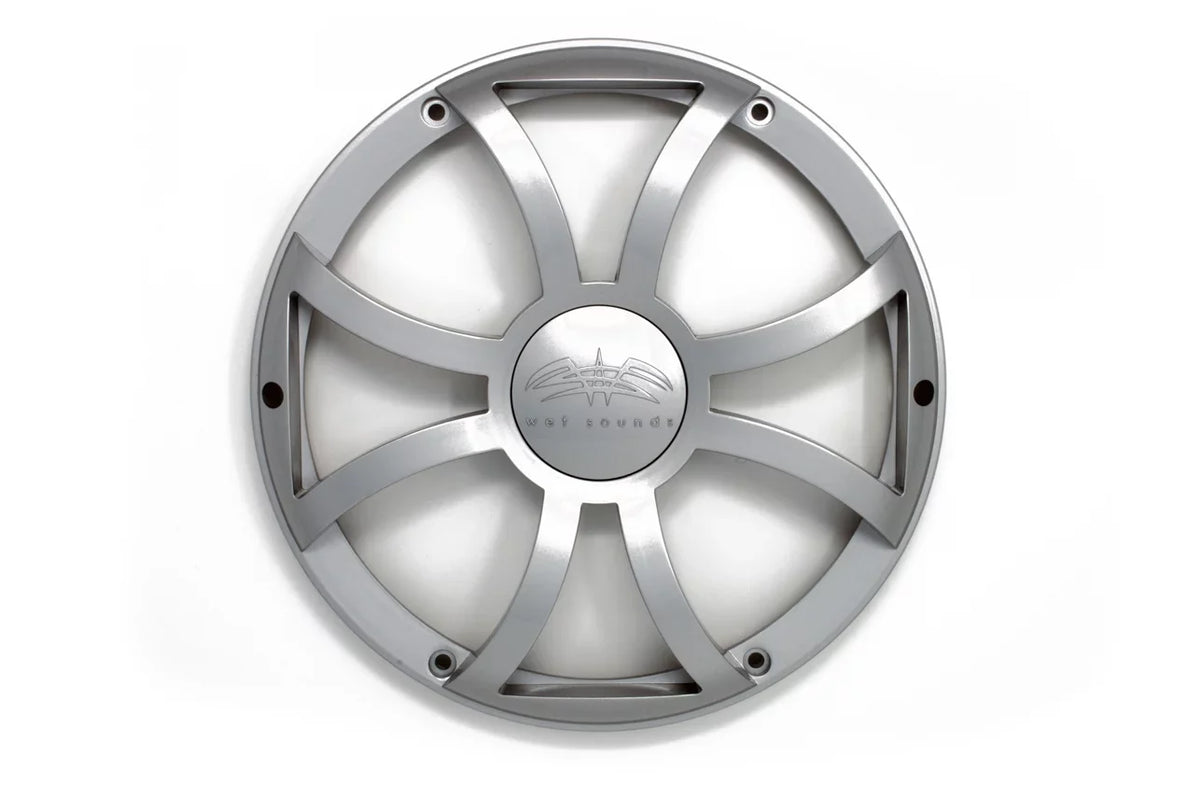 Wet 2 White Grill Grill, Silver Sounds 12" - RGB - & XS Ohm Revo LED Subwoofer, Ring Subwoofer &