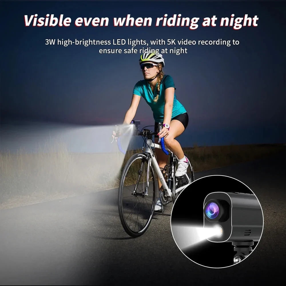 Led Camera Action Motorcycle WiFi Riding Anti with Shake Bike Drive Camera Helmet Sport Recorder 5K Light Bicycle Road DV