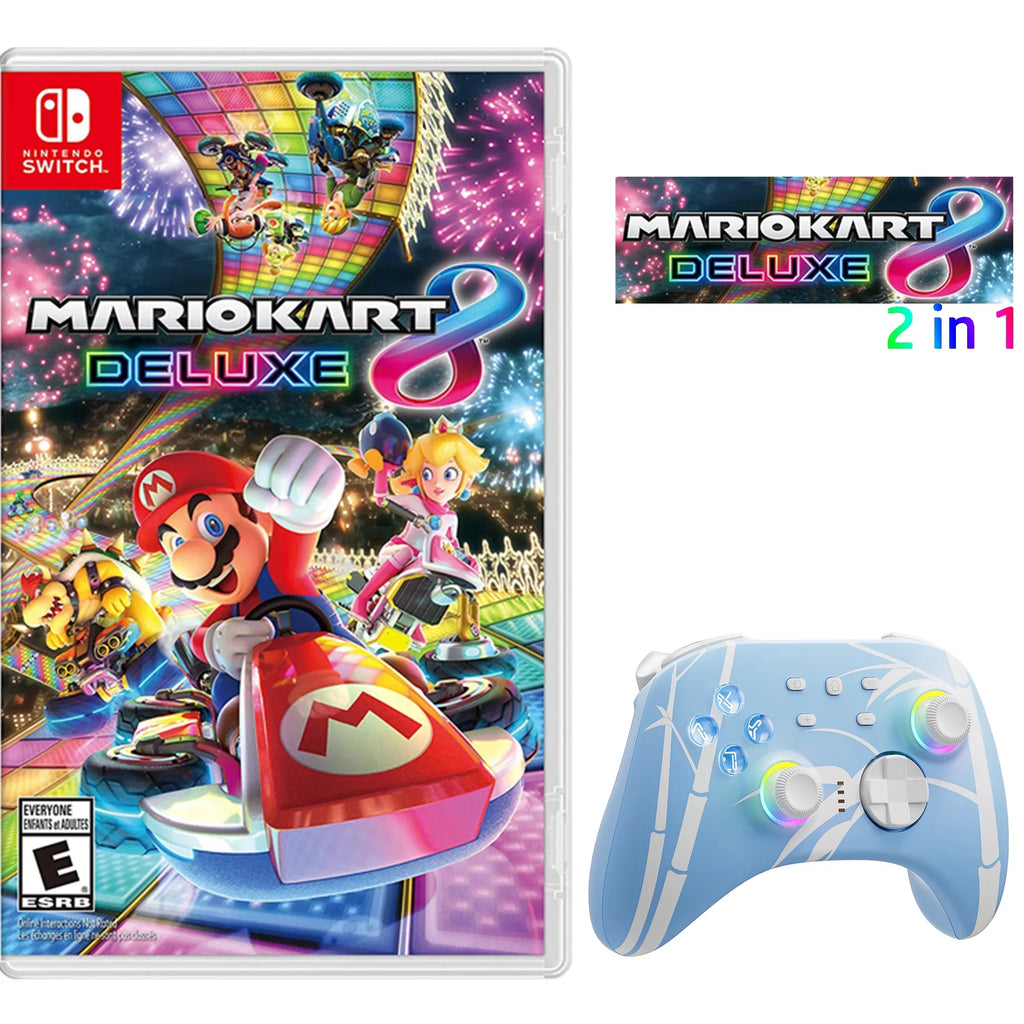 Kart Disc Upgraded and Triggers for Joysticks Nintendo Controller with Hall 2 Joysticks Switch/PC/IOS/Android/Steam 8 of Effect Pairs Mario Deluxe Pink, Pro Game Switch