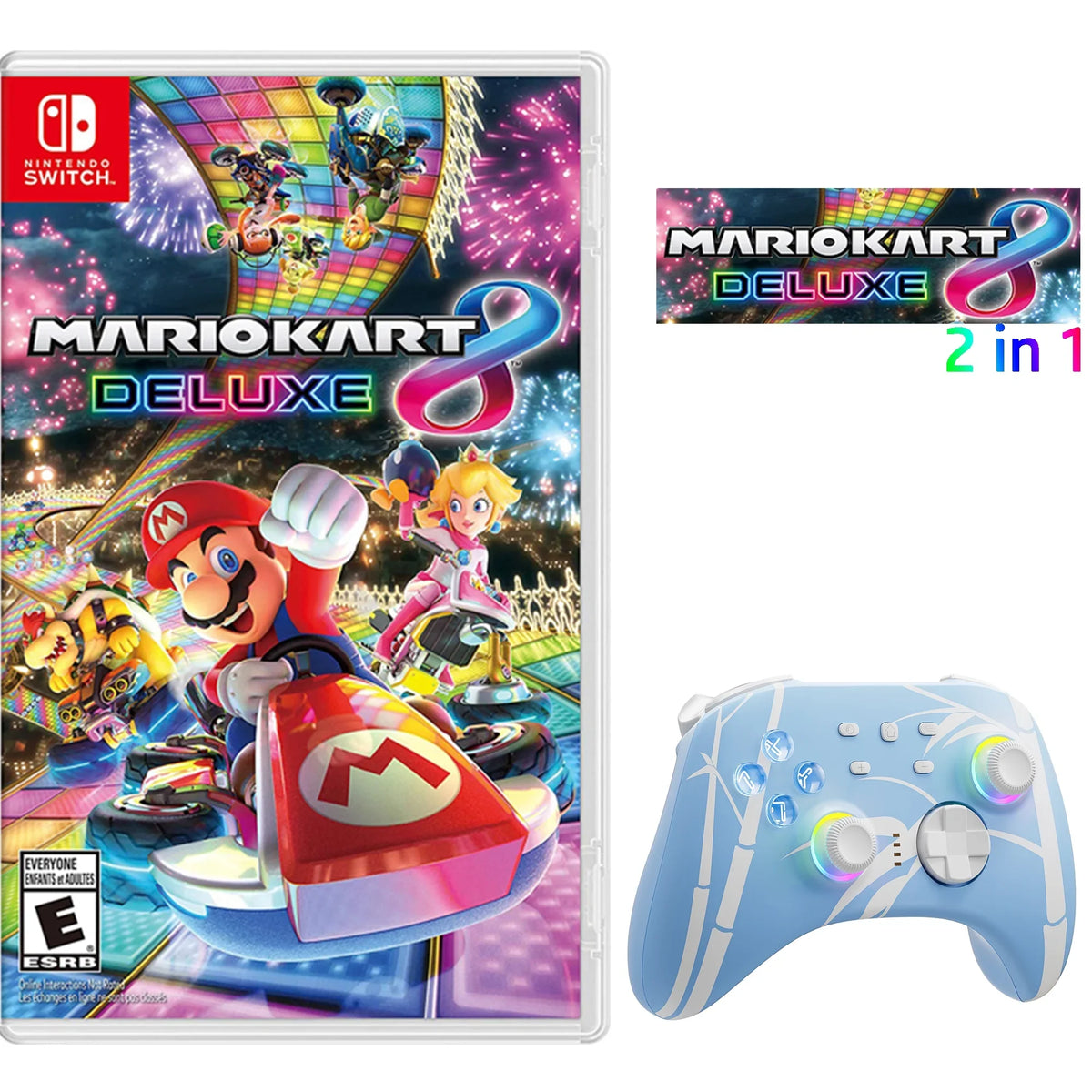 Kart Disc Upgraded and Triggers for Joysticks Nintendo Controller with Hall 2 Joysticks Switch/PC/IOS/Android/Steam 8 of Effect Pairs Mario Deluxe Pink, Pro Game Switch