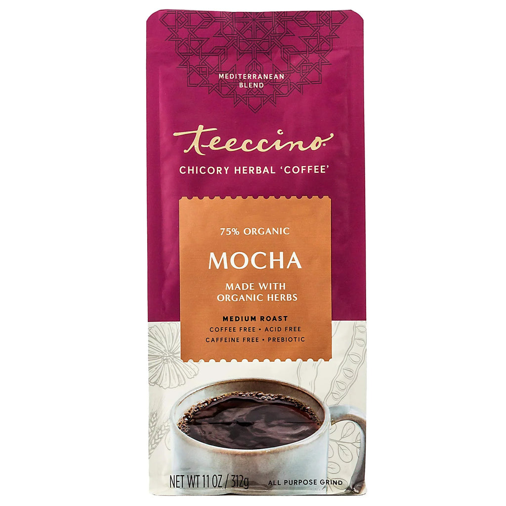 Teeccino (Pack ounce Medium Herbal Ground, Chicory 11 6) Coffee of Mocha Roast