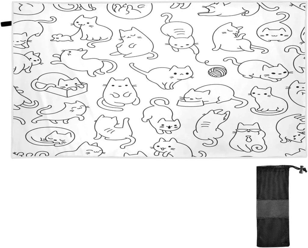 Towel Bestwell Lightweight Quick Cartoon Towel Holiday（191） Dry Super Cat Swimming for Towels Camping Beach Funny Compact Absorbent - Oversized Travel -