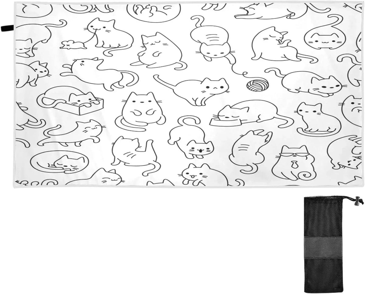 Towel Bestwell Lightweight Quick Cartoon Towel Holiday（191） Dry Super Cat Swimming for Towels Camping Beach Funny Compact Absorbent - Oversized Travel -