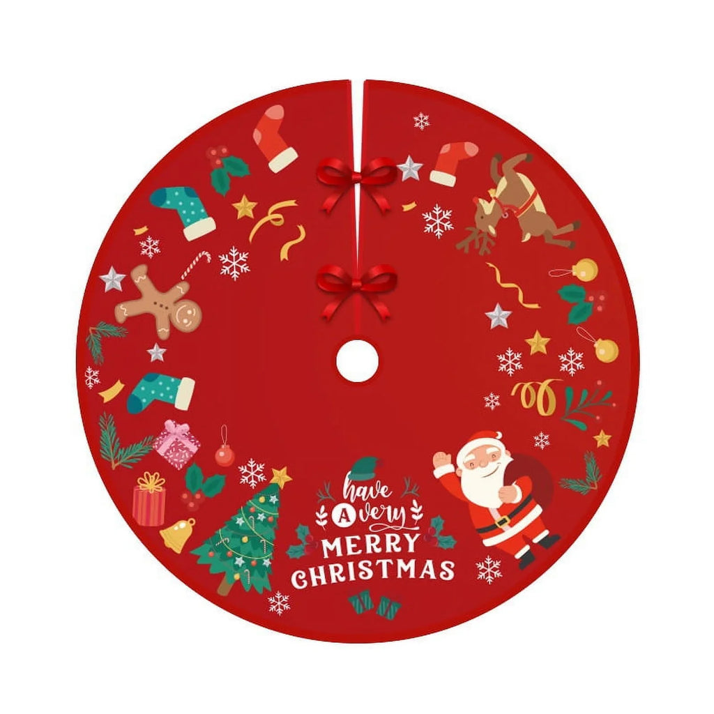 Inches Christmas Skirt Outdoor for Ornaments Skirt Snow Pattern Red with Holiday Christmas Plush Tree 36 Decorations Gold Party Soft Indoor Tree Mat Tree and