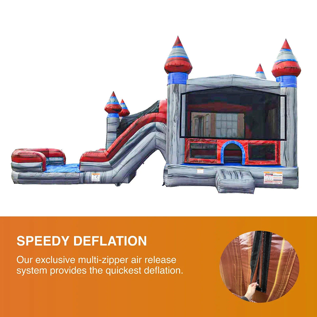 Bounce Grade JumpOrange Castle Commercial Water Titanium Kids Slide with Adults (with Pool and for House Blower),