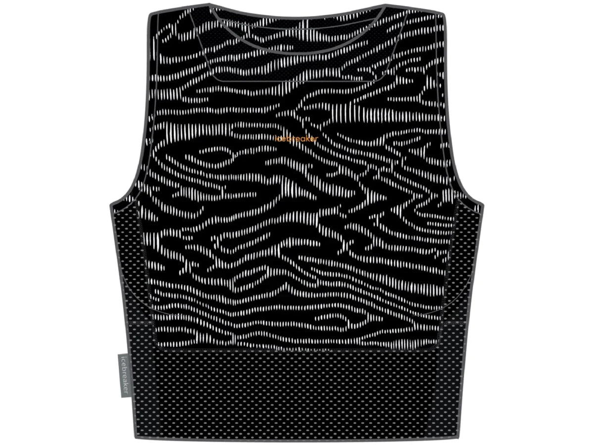 Women's, - ZoneKnit Lines Bra-Tank Cropped 125 Topo L Icebreaker Black/Snow/Aop,
