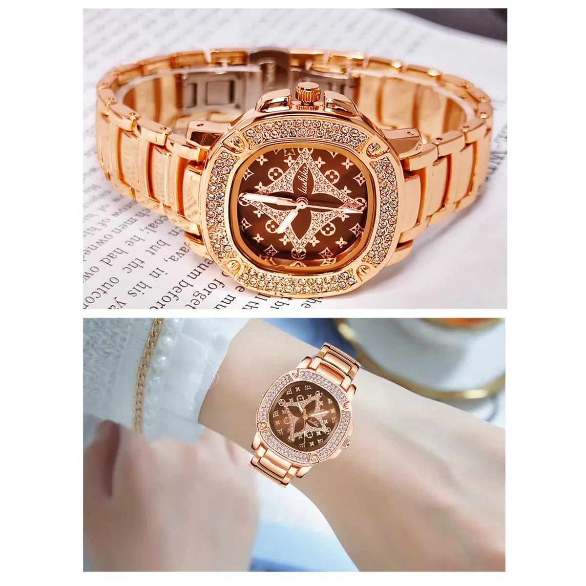 Gold Gift Watch Back RICHPORTS Tone Supplies Christmas Sale Day To Bracelet Rose School Women's