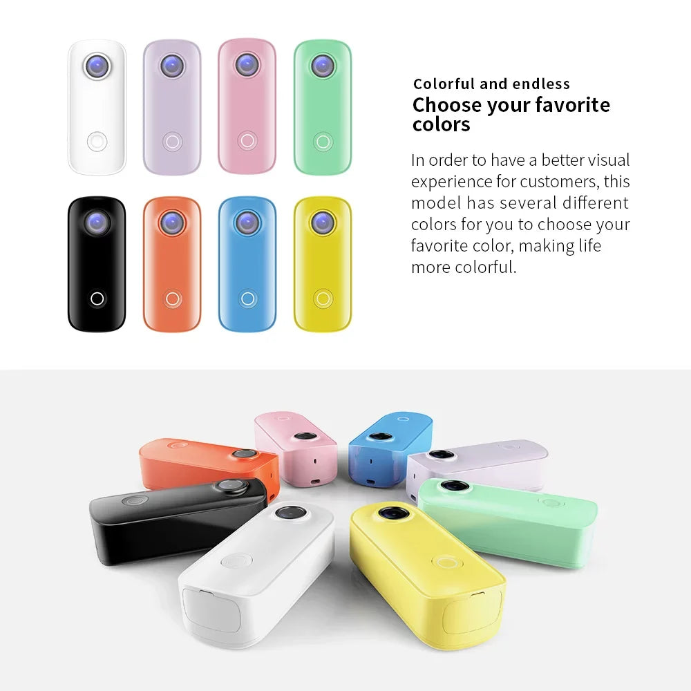 2K Battery Sharing Built-in Rechrageable C100+ Waterproof Clip Case APP Video Magnetic Camera 30fps Body Digital Back Camera with Waterproof 30M Lanyard Connection WiFi