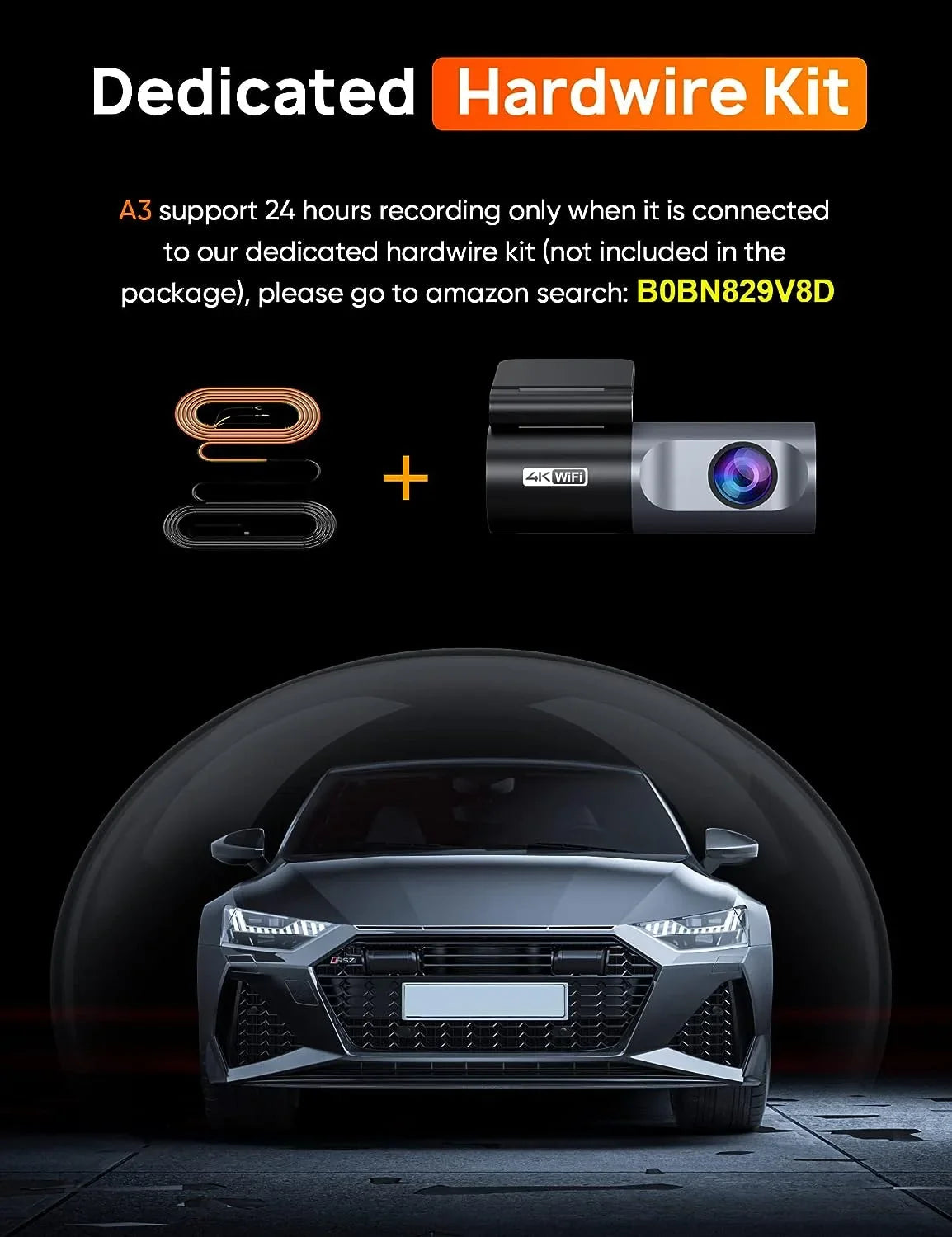 256GB G-Sensor, App, Recorder navycrest Cars, A3 Max with Camera 24 Cam Recording, Support for Vision, 4K Night Parking Front Loop Dash WiFi Mode, 2160P Hours