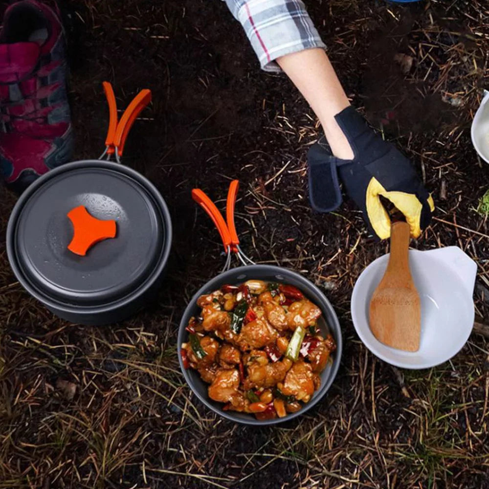 Pans Set Oxidized Kit Cooking Tableware Pot Fishing for Camping Set Alloy Outdoor Portable Cookset Cookware Person 2-3 Picnic Backpacking Barbecue Miuline Equipment Camping Aluminum Cooking Mess