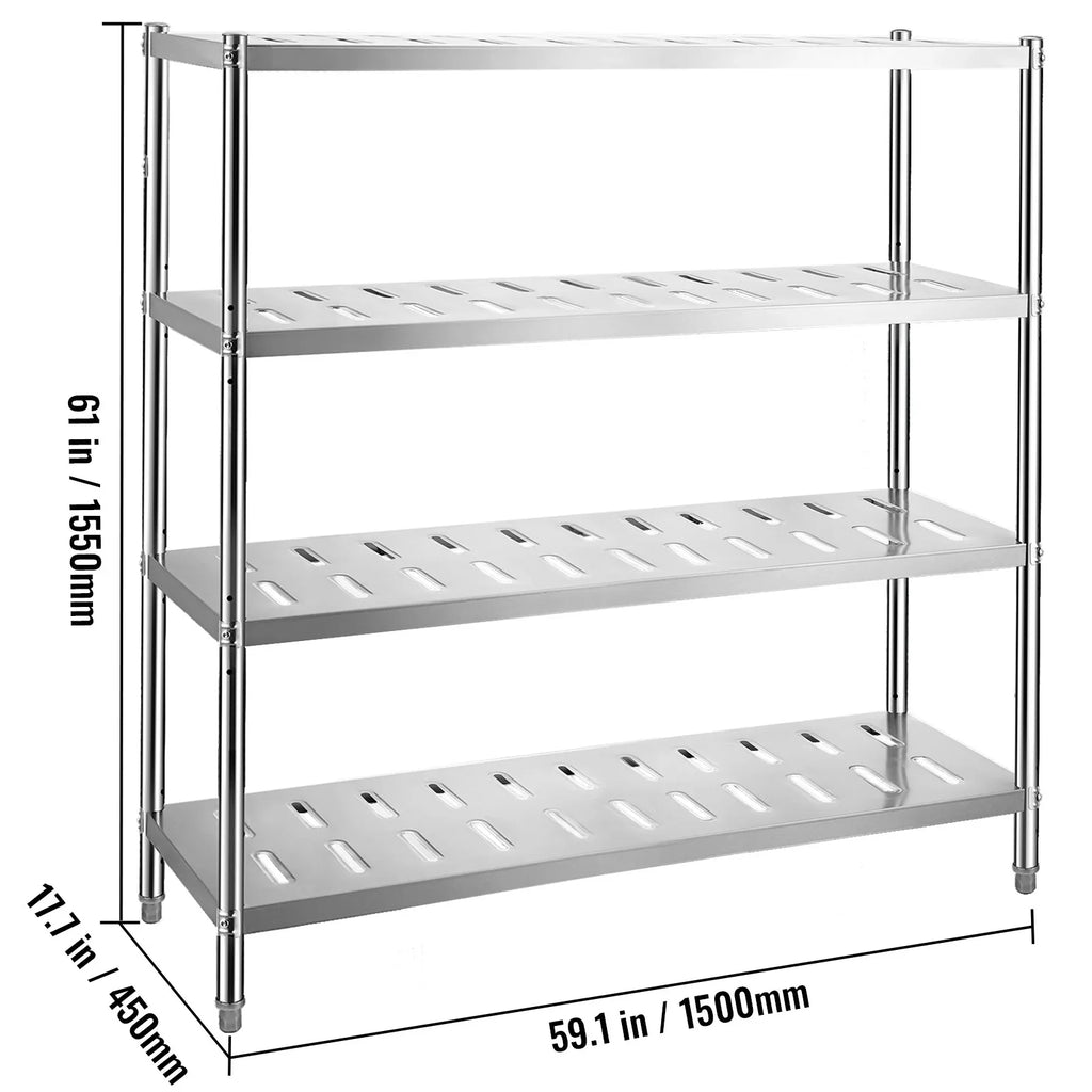 Duty Shelving 59.1x17.7x61in BENTISM Steel Heavy Shelf Stainless 4-Tier Garage