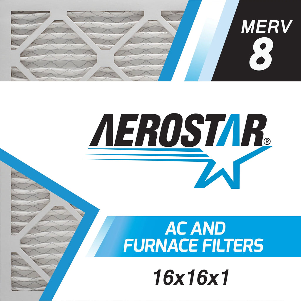 16x16x1 MERV Filter, Filter, Air Pack Furnace AC Pleated Air Aerostar 8 2