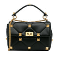 Roman Medium Stud Calf Satchel Valentino Leather Authenticated Pre-Owned Black (Good) Unisex