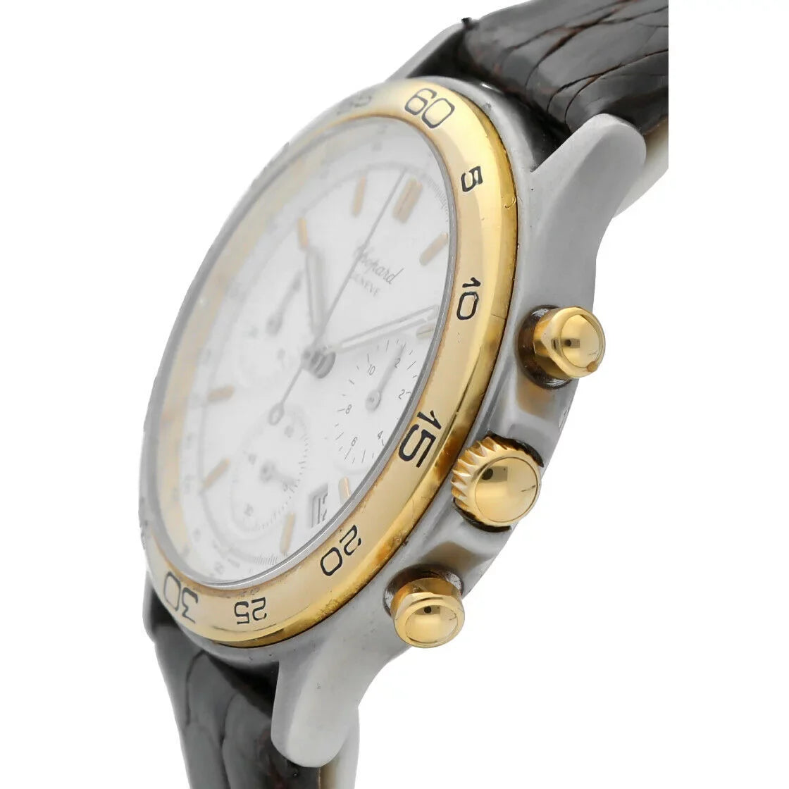 Men's Watch Gold/Steel Quartz W/B Chronograph Chopard Classic 18K Two 8144 Tone