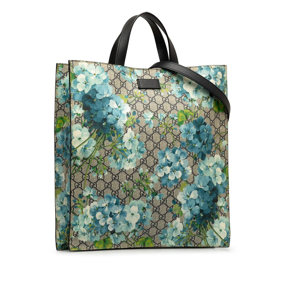 Coated Pre-Owned Gucci Tote Soft Fabric Supreme GG Canvas Unisex Satchel (Good) Authenticated Blooms Convertible Blue