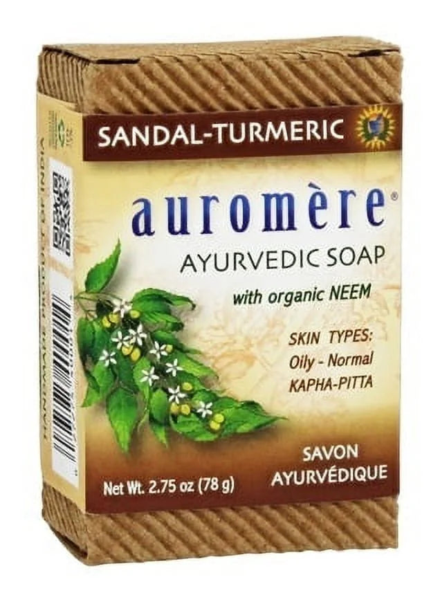 2.75 Ayurvedic Soap of (pack oz. Bar 6) Organic with Neem by Sandal-Turmeric Auromere -