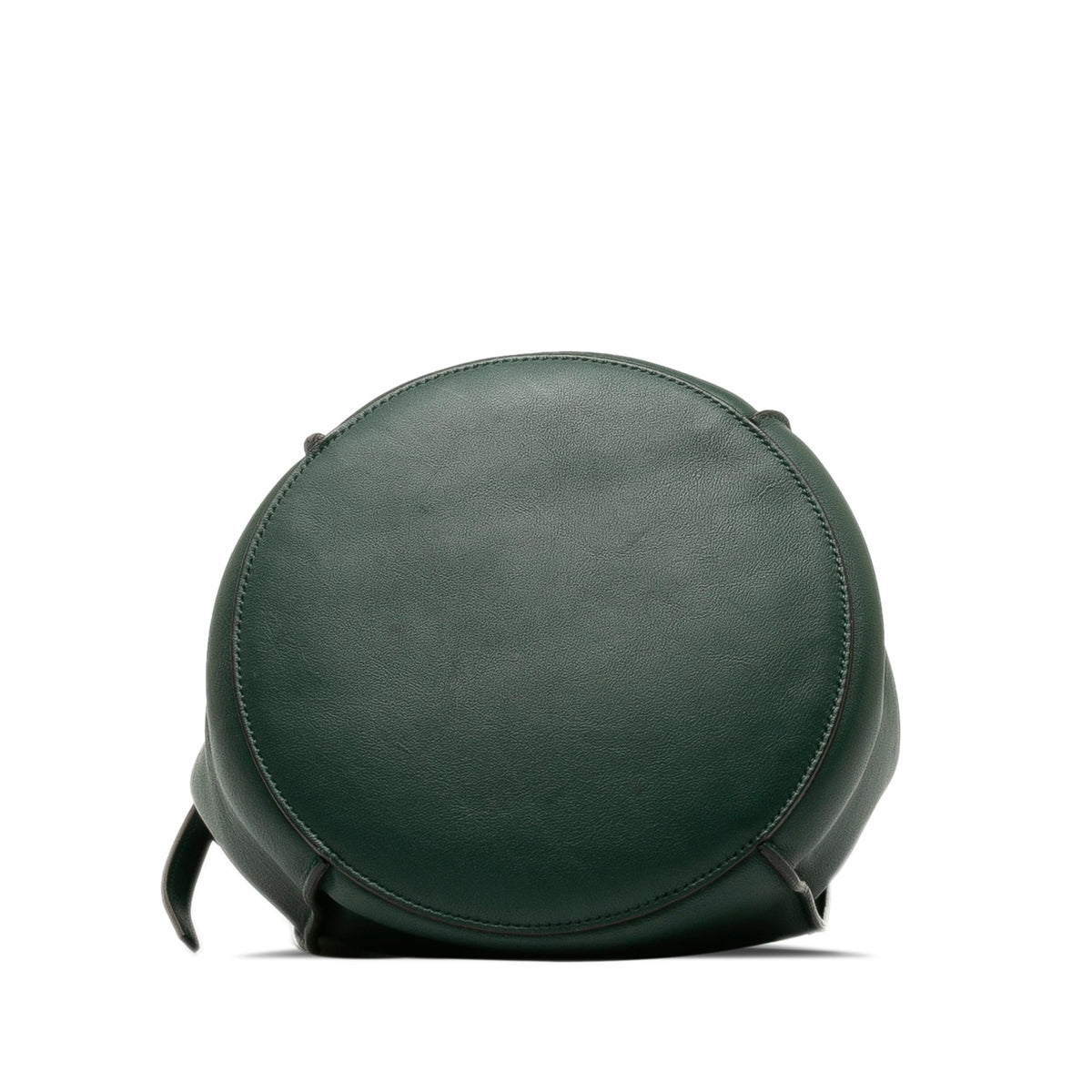 Authenticated Big Pre-Owned Unisex Bucket Leather Bag Calf Celine (Good) DrawstringBag Bag Bucket Green