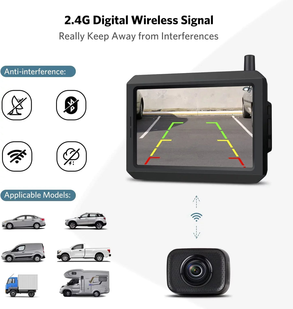 TFT-LCD with Camera HD Backup Van, HD for 5″ K7 Mini Car, Camera, Dual Pro RV, Rear Camera Pickup Wireless Waterproof and SUV, View Kit Monitor