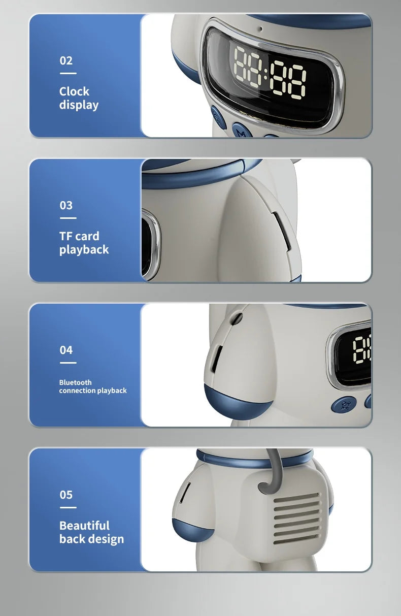 Alarm, FM Clock, TF Astronaut-Shaped Card Night Bluetooth with Smart Support Light Radio, Sleep Speaker and