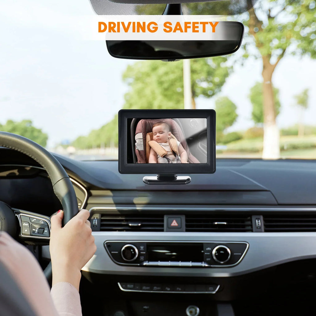 Car Facing Car Arealer Wide Mirror Car Monitor Seat 150° Rear Installation 1080P Display Monitor Seat View 4.3 for Easy Inch Mirror
