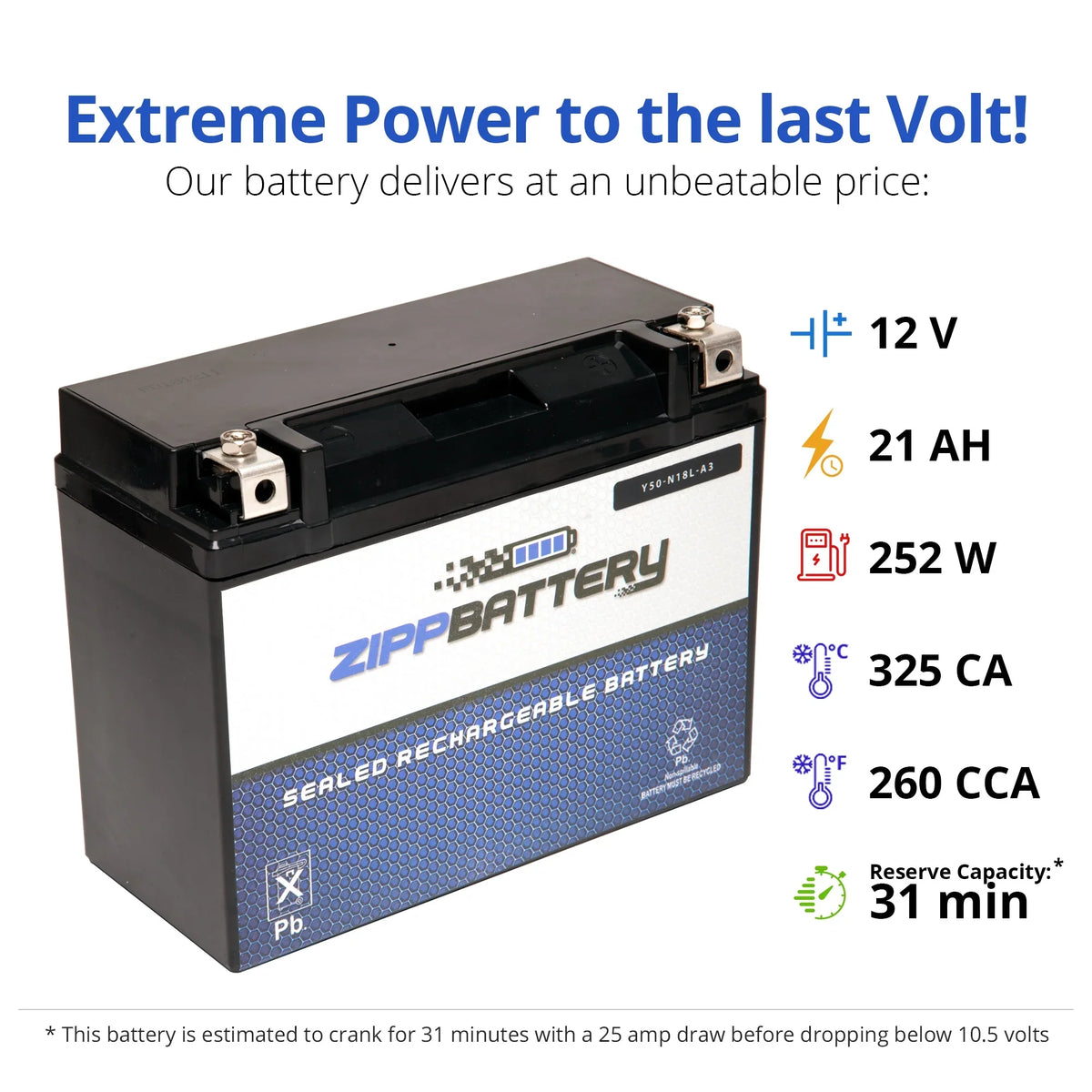 Venture/royale (50-N18L-A3 Zipp Xvz13 for Y50-N18L-A3 Yamaha Ah, Motorcycle 12 CCA) Battery 260 1300cc Volt,20 Battery 1991