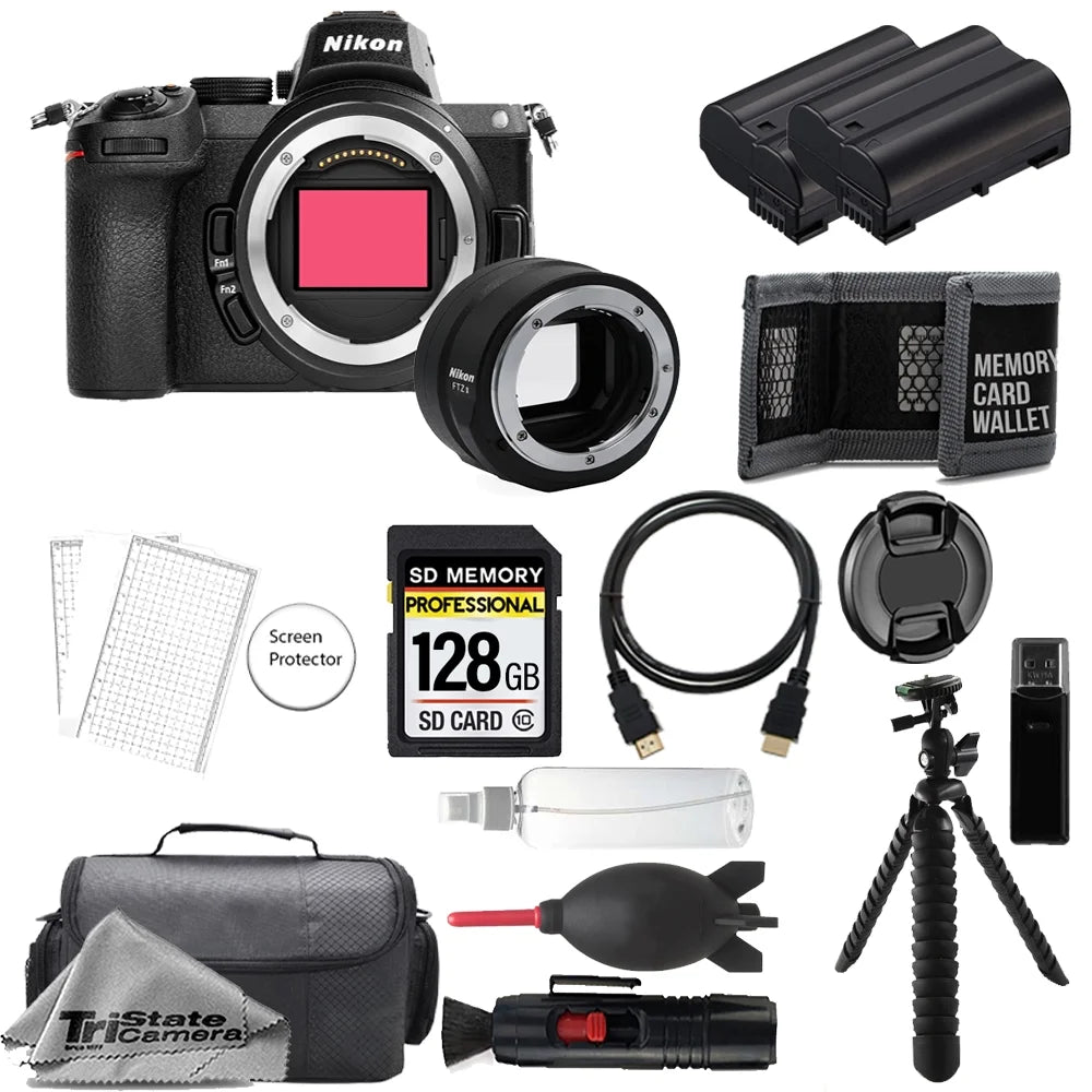Accessory Adapter+ Mount Tripod- + Camera Battery+ II Mirrorless Z5 Kit Nikon (Body) Digital w/ FTZ 128GB Extra