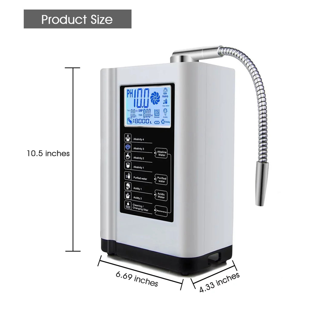 PH Ionizer, Water filter,7 Water Water to Liters 3.5-10.5 Machine, Alkaline Auto-cleaning,Intelligent Machine White) Water Purifier Acid Alka 8000 per up Settings, -500mV Voice ORP,