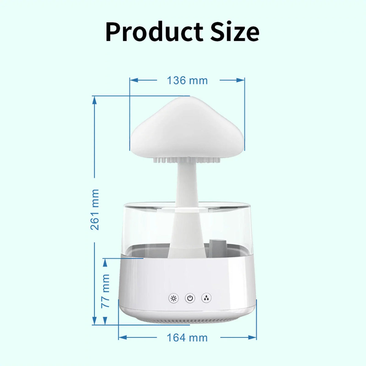 CJC Colors Desk Drop Mist, Humidifier LED Water Rain Oil Fountain 7 450ml Relax Bedside Sleep Light, Cloud Aromatherapy Essential Diffuser