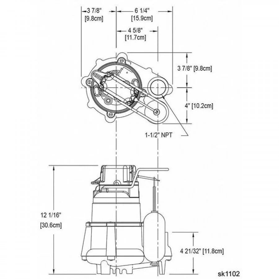 1/2,Sump Pump,Vertical Zoeller HP Float 98-0077