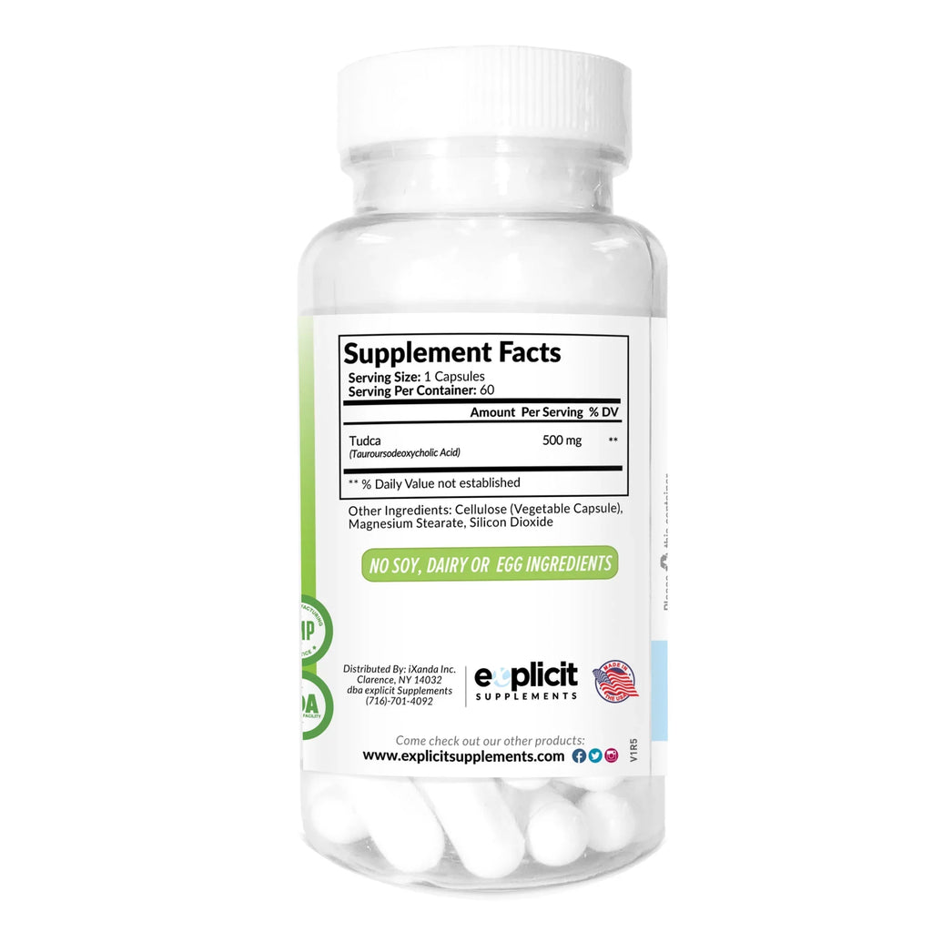 Liver TUDCA 60 - Capsules & - Pure 500mg Acid) Health (Tauroursodeoxycholic Support -