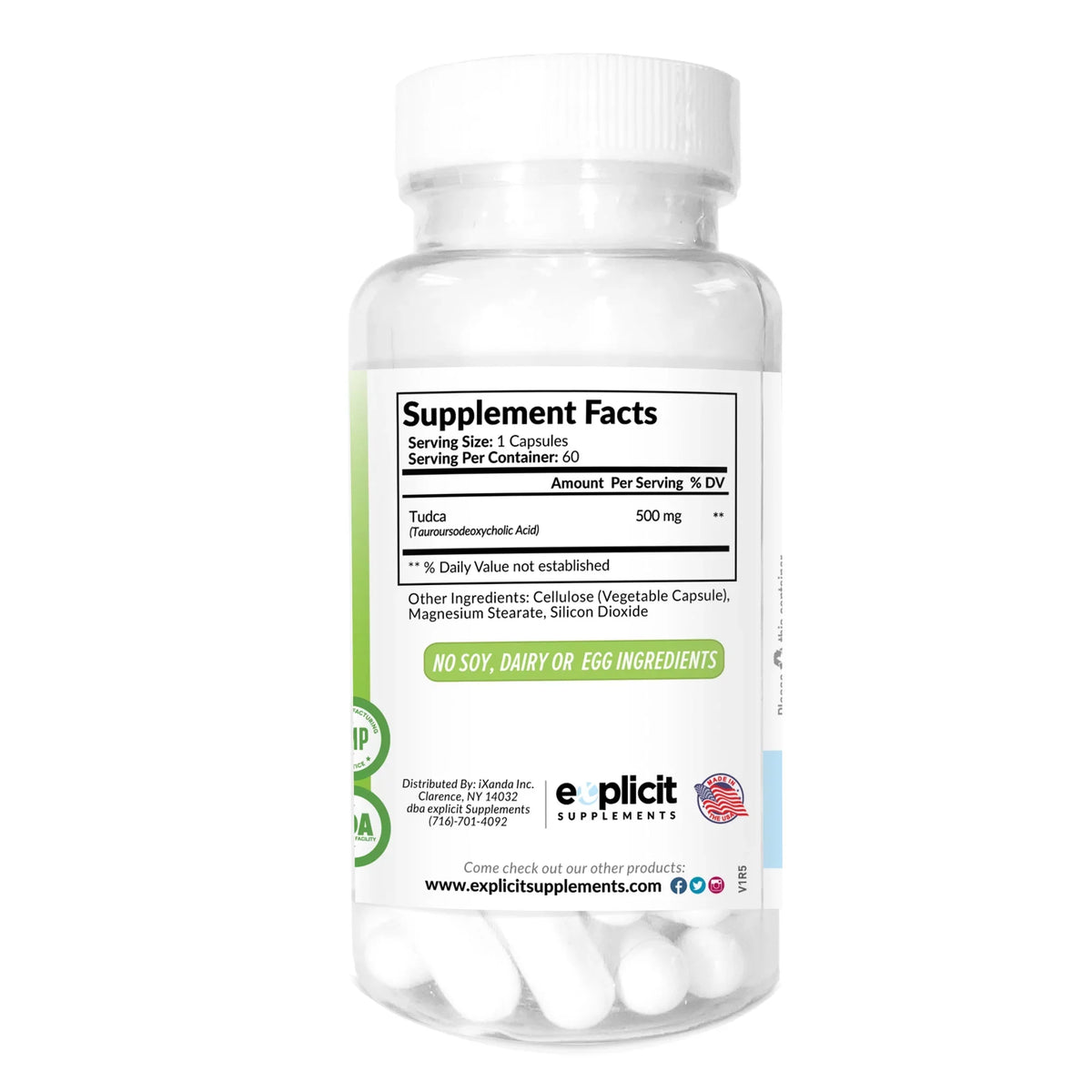 Liver TUDCA 60 - Capsules & - Pure 500mg Acid) Health (Tauroursodeoxycholic Support -