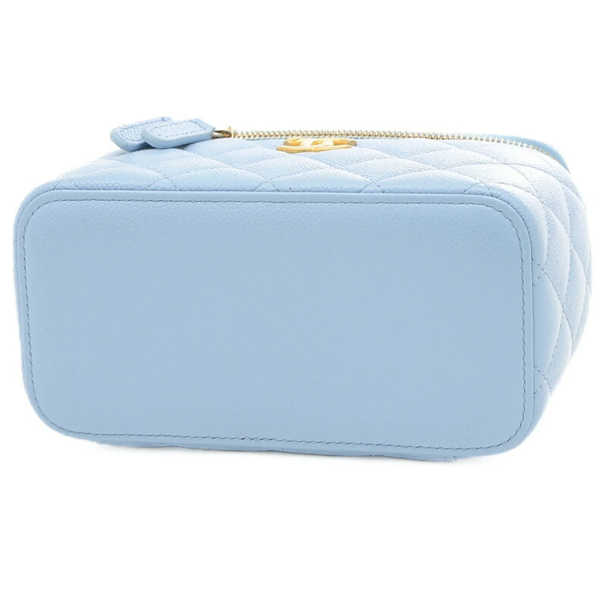 (Good) Pre-Owned Vanity Hardware Caviar Logo Gold Chanel Bag Handle AP2805 Blue Skin Shoulder