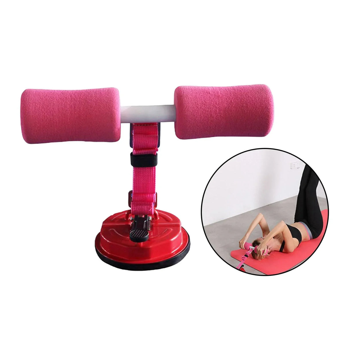 Floor Up Exercise Bar Belt Thigh pink Stand Abs Suction with Sit