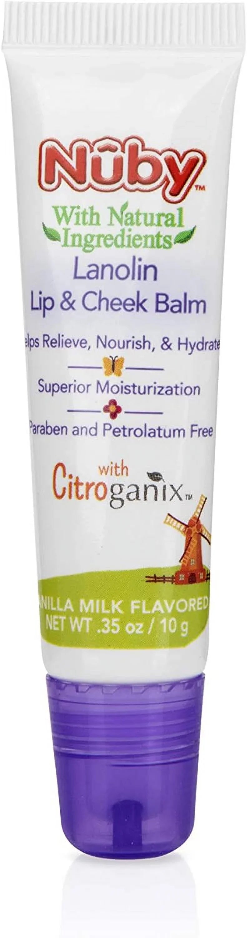 Pack Lanolin Cheek 4 for Nuby, with Talbot's Dr. Inspired Flavor, Vanilla & Milk Baby, Lip Naturally Balm Citroganix,