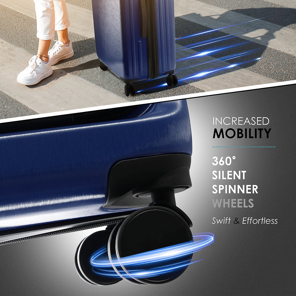 Set, Set, StorageBud Suitcase Luggage Navy 4 Piece Blue Spinner Luggage Hardshell Exapandable