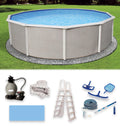 27-ft Top Package Deep Swimming 52-in Belize Wall Metal Pool Round Rail 6-in