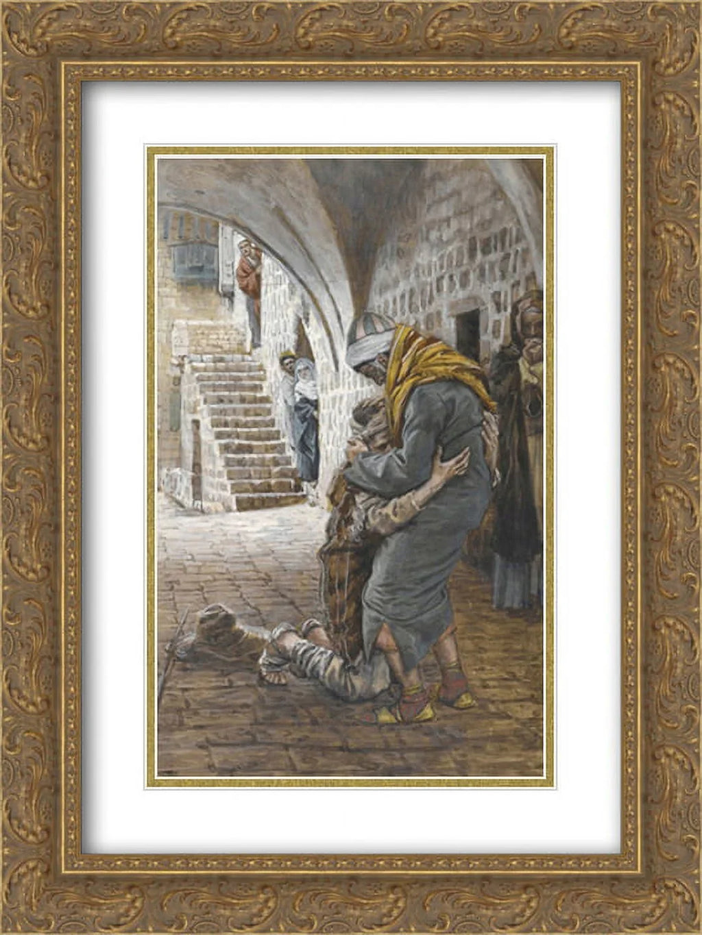 of Son, Art Christ'' for the Return James 'The Framed of Tissot illustration 18x24 Matted Print Gold Prodigal Life 'The Ornate 2x